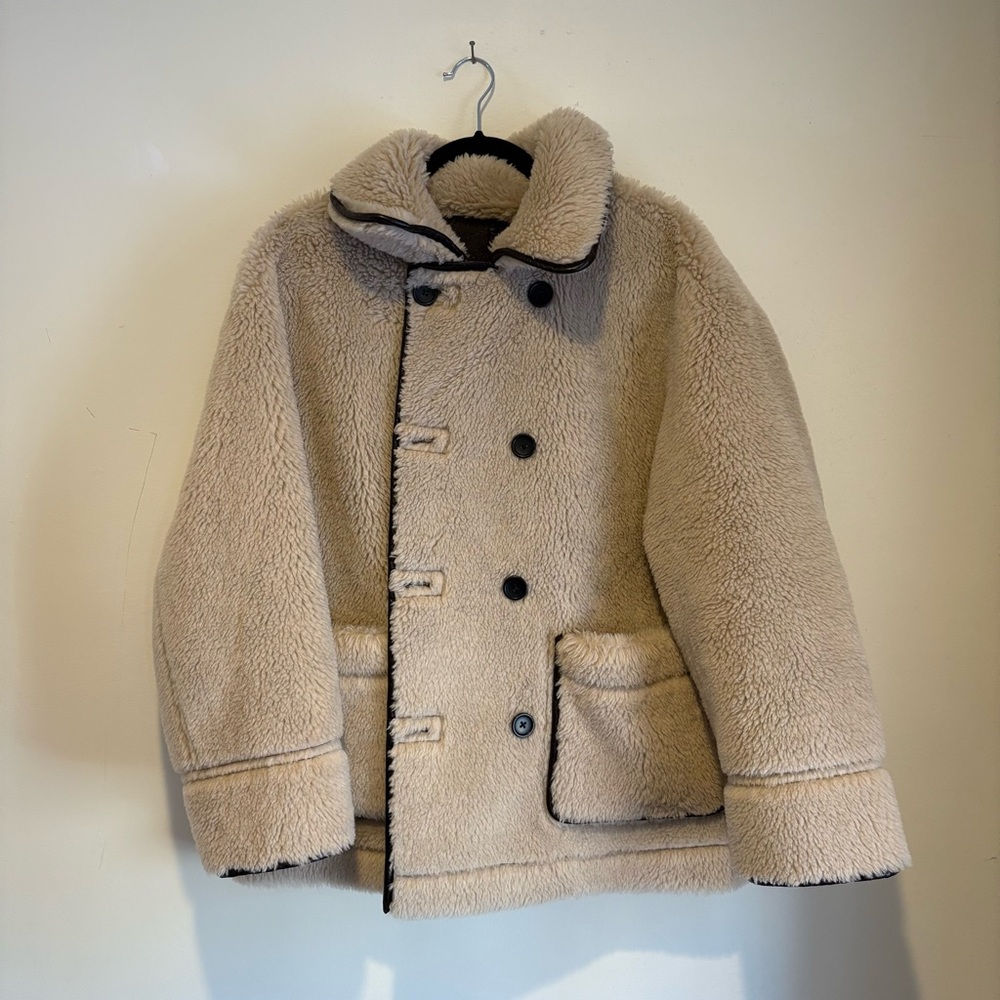 GAP Dark Brown Shearling Puffer Jacket - image 7